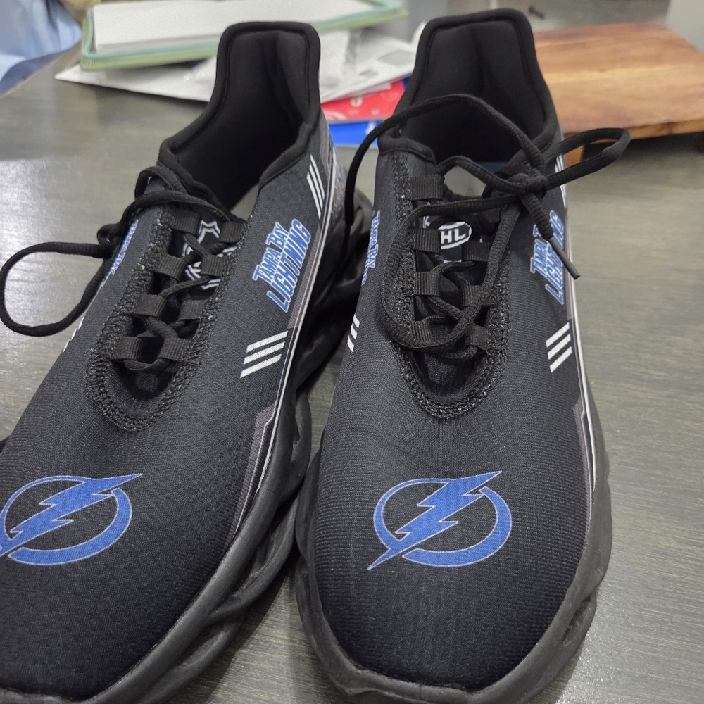 Tampa Bay Lightning NHL Custom Black and Blue Men's Sneakers